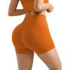 image:imageSUUKSESS Women 2 Piece Workout Sets High Waisted Tummy Control Biker Shorts Halter Padded Tank TopsOrange