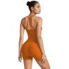 image:imageSUUKSESS Women 2 Piece Workout Sets High Waisted Tummy Control Biker Shorts Halter Padded Tank TopsOrange