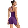 image:imageSUUKSESS Women 2 Piece Workout Sets High Waisted Tummy Control Biker Shorts Halter Padded Tank TopsPurple