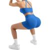 image:imageSUUKSESS Women 2 Piece Workout Sets High Waisted Tummy Control Biker Shorts Halter Padded Tank TopsSapphire