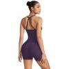 image:imageSUUKSESS Women 2 Piece Workout Sets High Waisted Tummy Control Biker Shorts Halter Padded Tank TopsViolet