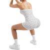 image:imageSUUKSESS Women 2 Piece Workout Sets High Waisted Tummy Control Biker Shorts Halter Padded Tank TopsWhite Polka Dots