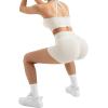 image:imageSUUKSESS Women 2 Piece Workout Sets High Waisted Tummy Control Biker Shorts Halter Padded Tank TopsWhitedouble Lined