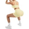 image:imageSUUKSESS Women 2 Piece Workout Sets High Waisted Tummy Control Biker Shorts Halter Padded Tank TopsYellow
