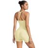 image:imageSUUKSESS Women 2 Piece Workout Sets High Waisted Tummy Control Biker Shorts Halter Padded Tank TopsYellow