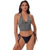 image:imageSUUKSESS Women Halter String Bikini Set Cheeky Thong Two Piece Bathing Suit209 Black White Gingham