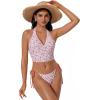 image:imageSUUKSESS Women Halter String Bikini Set Cheeky Thong Two Piece Bathing Suit210 Pink FloralRed White Polka Dots