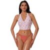 image:imageSUUKSESS Women Halter String Bikini Set Cheeky Thong Two Piece Bathing Suit210 Pink FloralRed White Polka Dots