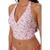 image:imageSUUKSESS Women Halter String Bikini Set Cheeky Thong Two Piece Bathing Suit210 Pink FloralRed White Polka Dots
