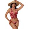 image:imageSUUKSESS Women Halter String Bikini Set Cheeky Thong Two Piece Bathing Suit210 Red White Floral