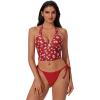 image:imageSUUKSESS Women Halter String Bikini Set Cheeky Thong Two Piece Bathing Suit210 Red White Floral