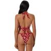 image:imageSUUKSESS Women Halter String Bikini Set Cheeky Thong Two Piece Bathing Suit210 Red White Floral
