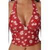 image:imageSUUKSESS Women Halter String Bikini Set Cheeky Thong Two Piece Bathing Suit210 Red White Floral