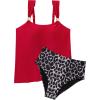 image:imageSUUKSESS Women Ruffle High Waisted Tankini Swimsuit Tummy Control Bathing Suit80 Red Leopard