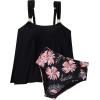 image:imageSUUKSESS Women Ruffle High Waisted Tankini Swimsuit Tummy Control Bathing Suit80 Retro Floral Black