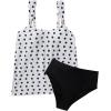 image:imageSUUKSESS Women Ruffle High Waisted Tankini Swimsuit Tummy Control Bathing Suit80 White Black Polka Dot