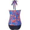image:imageSUUKSESS Women Sexy Halter Tankini Bathing Suits Slimming Tummy Control High Waisted Swimsuits 2 Piece06 Blue Red Floral
