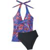 image:imageSUUKSESS Women Sexy Halter Tankini Bathing Suits Slimming Tummy Control High Waisted Swimsuits 2 Piece06 Blue Red Floral