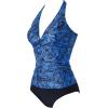 image:imageSUUKSESS Women Sexy Halter Tankini Bathing Suits Slimming Tummy Control High Waisted Swimsuits 2 Piece06 Retro Blue Black Floral