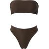 image:imageSUUKSESS Women Sexy High Waisted Bikini Set Cheeky 2 Piece Bandeau Bathing Suit205 Deep Brown