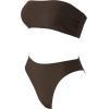 image:imageSUUKSESS Women Sexy High Waisted Bikini Set Cheeky 2 Piece Bandeau Bathing Suit205 Deep Brown