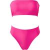 image:imageSUUKSESS Women Sexy High Waisted Bikini Set Cheeky 2 Piece Bandeau Bathing Suit205 Hot Pink