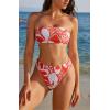 image:imageSUUKSESS Women Sexy High Waisted Bikini Set Cheeky 2 Piece Bandeau Bathing Suit205 White Red Floral