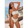 image:imageSUUKSESS Women Sexy High Waisted Bikini Set Cheeky 2 Piece Bandeau Bathing Suit205 WhiteBlack
