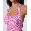 image:imageSUUKSESS Women Tummy Control Tankini Swimsuits with Skirt Backless Bathing SuitPink Paisley