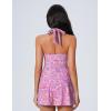 image:imageSUUKSESS Women Tummy Control Tankini Swimsuits with Skirt Backless Bathing SuitPink Paisley