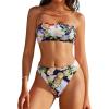 image:imageSUUKSESS Women Sexy High Waisted Bikini Set Cheeky 2 Piece Bandeau Bathing Suit205 BlackMulticolor Floral
