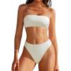 image:imageSUUKSESS Women Sexy High Waisted Bikini Set Cheeky 2 Piece Bandeau Bathing Suit205 WhiteBlack