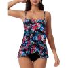 image:imageSUUKSESS Women Tummy Control Tankini Swimsuit Ruffle High Waisted Bathing Suit186 Retro Floral Black