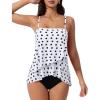 image:imageSUUKSESS Women Tummy Control Tankini Swimsuit Ruffle High Waisted Bathing Suit186 White Black Polka Dot