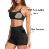image:imageSUUKSESS Women 2 Piece Workout Sets Padded Sports Bra High Waisted Shorts With Pockets01 Black