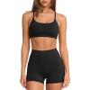 image:imageSUUKSESS Women 2 Piece Workout Sets Padded Sports Bra High Waisted Shorts With Pockets01 Black