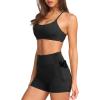 image:imageSUUKSESS Women 2 Piece Workout Sets Padded Sports Bra High Waisted Shorts With Pockets01 Black