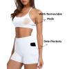 image:imageSUUKSESS Women 2 Piece Workout Sets Padded Sports Bra High Waisted Shorts With Pockets02 White