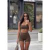 image:imageSUUKSESS Women 2 Piece Workout Sets Padded Sports Bra High Waisted Shorts With Pockets03 Dark Brown
