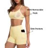 image:imageSUUKSESS Women 2 Piece Workout Sets Padded Sports Bra High Waisted Shorts With Pockets05 Yellow