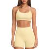image:imageSUUKSESS Women 2 Piece Workout Sets Padded Sports Bra High Waisted Shorts With Pockets05 Yellow