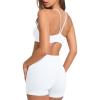 image:imageSUUKSESS Women 2 Piece Workout Sets Padded Sports Bra High Waisted Shorts With Pockets02 White