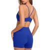 image:imageSUUKSESS Women 2 Piece Workout Sets Padded Sports Bra High Waisted Shorts With Pockets07 Royal Blue