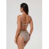 image:imageSUUKSESS Women Color Block Underwire Bikini Sets Cheeky High Cut 2 Piece SwimsuitBrown Geometry