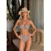 image:imageSUUKSESS Women Color Block Underwire Bikini Sets Cheeky High Cut 2 Piece SwimsuitBrown Geometry