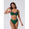 image:imageSUUKSESS Women Color Block Underwire Bikini Sets Cheeky High Cut 2 Piece SwimsuitGreen Black