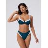 image:imageSUUKSESS Women Color Block Underwire Bikini Sets Cheeky High Cut 2 Piece SwimsuitPeacock Blue