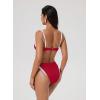 image:imageSUUKSESS Women Color Block Underwire Bikini Sets Cheeky High Cut 2 Piece SwimsuitRed White