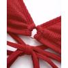 image:imageSUUKSESS Women High Waisted Triangle Bikini Sets Textured O Ring 2 Piece Swimsuit178 Red