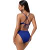 image:imageSUUKSESS Women High Waisted Triangle Bikini Sets Textured O Ring 2 Piece Swimsuit178 Royal Blue